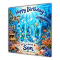 Son 10th Birthday Card Under the Sea Ocean Animals