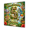 Grandson 5th Birthday Card Jungle Safari Animals Adventure