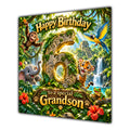 Grandson 6th Birthday Card Jungle Safari Animals Adventure