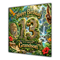 Grandson 13th Birthday Card Jungle Safari Animals Adventure