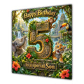 Son 5th Birthday Card Jungle Safari Animals Adventure