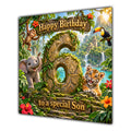Son 6th Birthday Card Jungle Safari Animals Adventure
