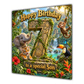 Son 7th Birthday Card Jungle Safari Animals Adventure