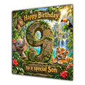 Son 9th Birthday Card Jungle Safari Animals Adventure