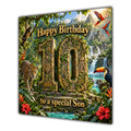 Son 10th Birthday Card Jungle Safari Animals Adventure