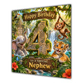 Nephew 4th Birthday Card Jungle Safari Animals Adventure