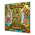 Nephew 5th Birthday Card Jungle Safari Animals Adventure