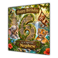 Nephew 6th Birthday Card Jungle Safari Animals Adventure