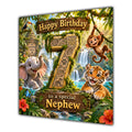 Nephew 7th Birthday Card Jungle Safari Animals Adventure