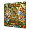 Nephew 8th Birthday Card Jungle Safari Animals Adventure
