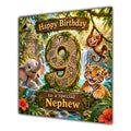 Nephew 9th Birthday Card Jungle Safari Animals Adventure