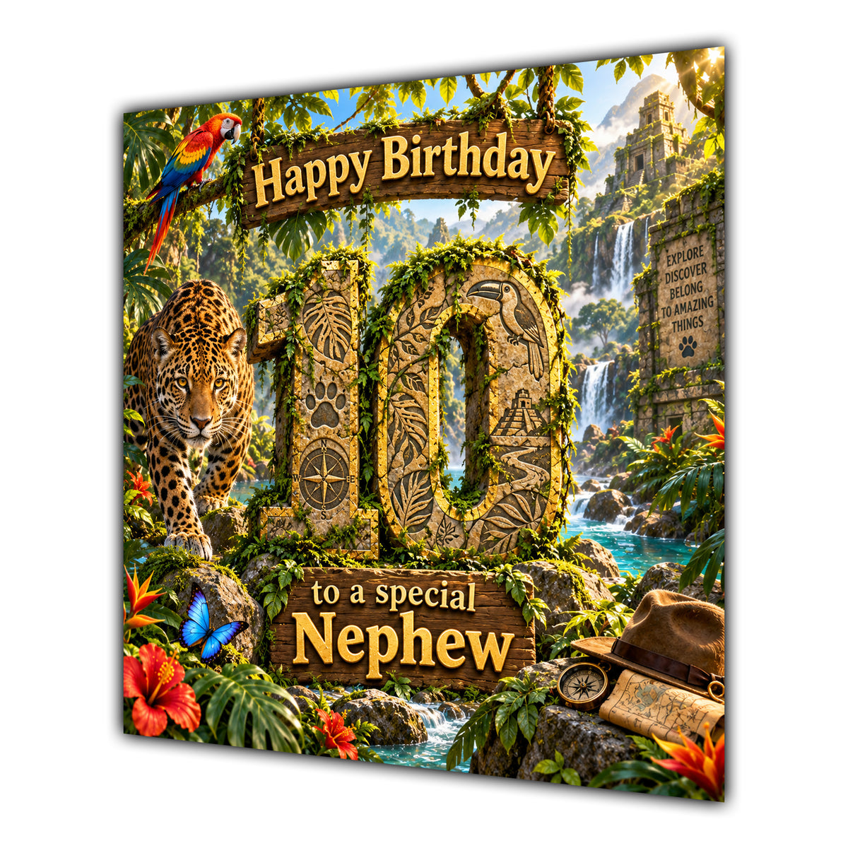 Nephew 10th Birthday Card Jungle Safari Animals Adventure