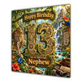 Nephew 13th Birthday Card Jungle Safari Animals Adventure