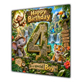 Boy 4th Birthday Card Jungle Safari Animals Adventure