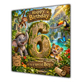 Boy 6th Birthday Card Jungle Safari Animals Adventure