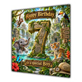 Boy 7th Birthday Card Jungle Safari Animals Adventure