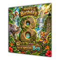 Boy 8th Birthday Card Jungle Safari Animals Adventure