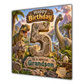 Grandson 5th Birthday Card Dinosaur Adventure Volcano