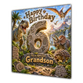 Grandson 6th Birthday Card Dinosaur Adventure Volcano