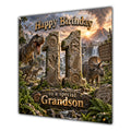 Grandson 11th Birthday Card Dinosaur Adventure Volcano
