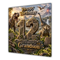 Grandson 12th Birthday Card Dinosaur Adventure Volcano