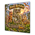 Son 5th Birthday Card Dinosaur Adventure Volcano