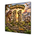 Son 11th Birthday Card Dinosaur Adventure Volcano