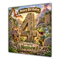 Nephew 4th Birthday Card Dinosaur Adventure Volcano