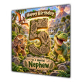 Nephew 5th Birthday Card Dinosaur Adventure Volcano