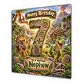 Nephew 7th Birthday Card Dinosaur Adventure Volcano