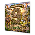 Nephew 9th Birthday Card Dinosaur Adventure Volcano