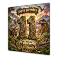 Nephew 11th Birthday Card Dinosaur Adventure Volcano