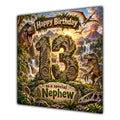 Nephew 13th Birthday Card Dinosaur Adventure Volcano