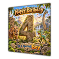 Boy 4th Birthday Card Dinosaur Adventure Volcano