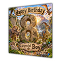 Boy 8th Birthday Card Dinosaur Adventure Volcano