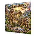 Boy 9th Birthday Card Dinosaur Adventure Volcano