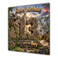 Boy 13th Birthday Card Dinosaur Adventure Volcano