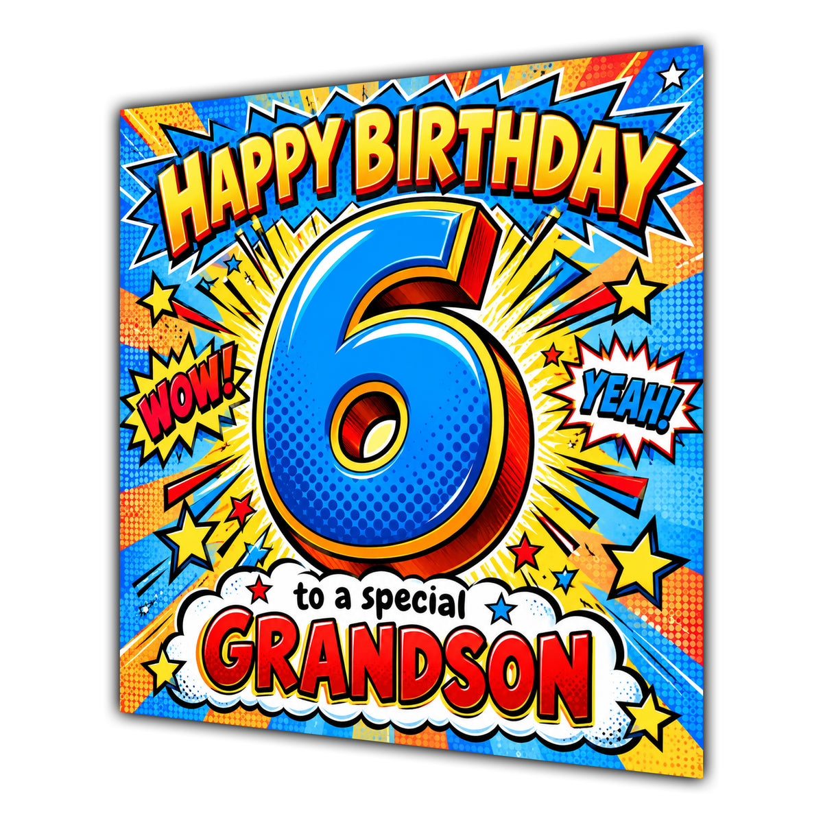 Grandson 6th Birthday Card Comic Pop Art Stars