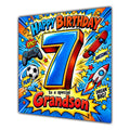Grandson 7th Birthday Card Comic Pop Art Stars