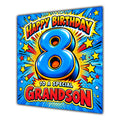 Grandson 8th Birthday Card Comic Pop Art Stars