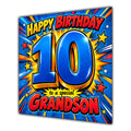 Grandson 10th Birthday Card Comic Pop Art Stars