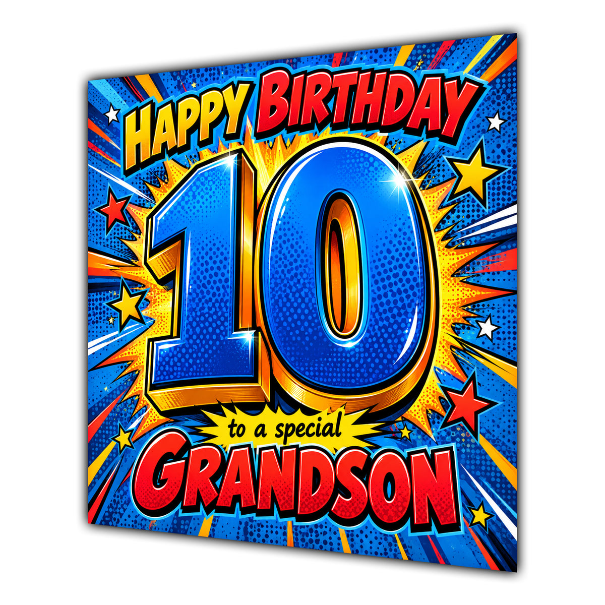 Grandson 10th Birthday Card Comic Pop Art Stars