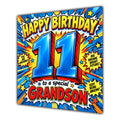 Grandson 11th Birthday Card Comic Pop Art Stars