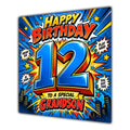 Grandson 12th Birthday Card Comic Pop Art Stars