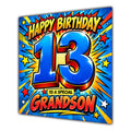Grandson 13th Birthday Card Comic Pop Art Stars