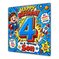 Son 4th Birthday Card Comic Pop Art Stars