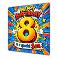 Son 8th Birthday Card Comic Pop Art Stars
