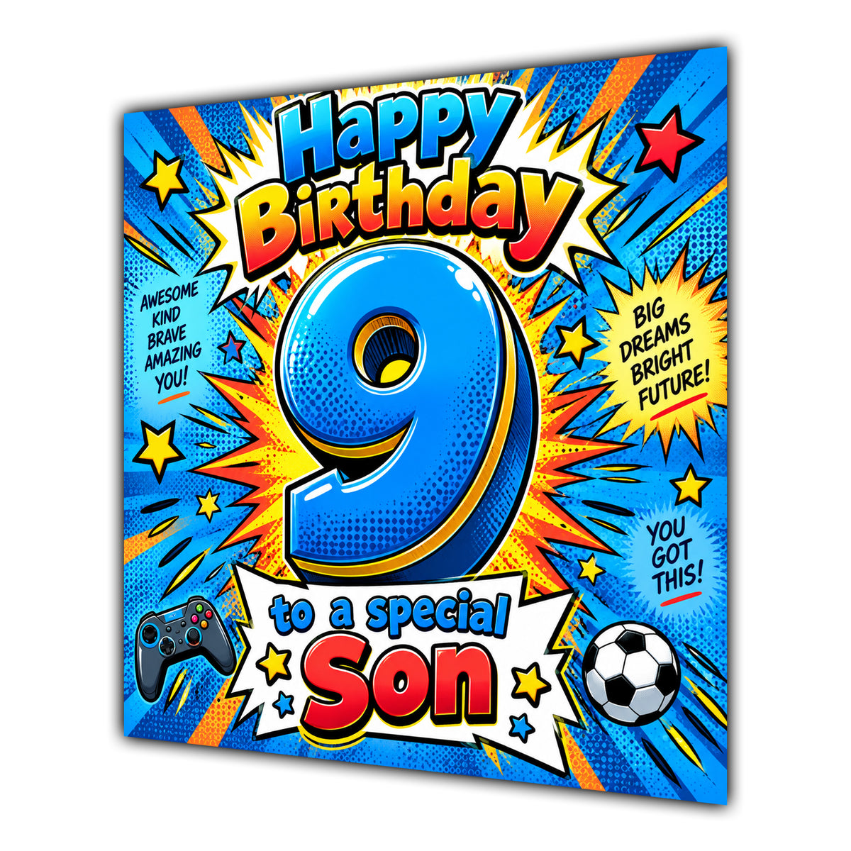 Son 9th Birthday Card Comic Pop Art Stars