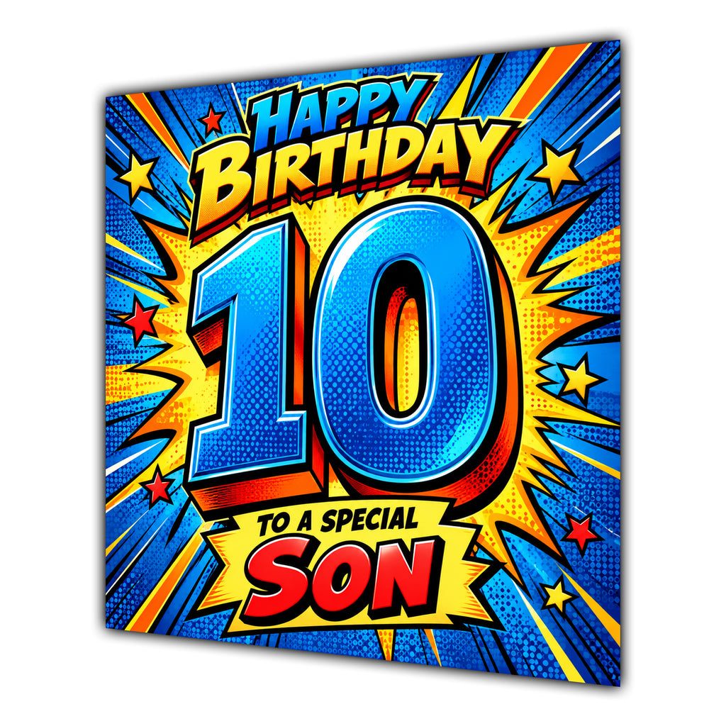 Son 10th Birthday Card Comic Pop Art Stars