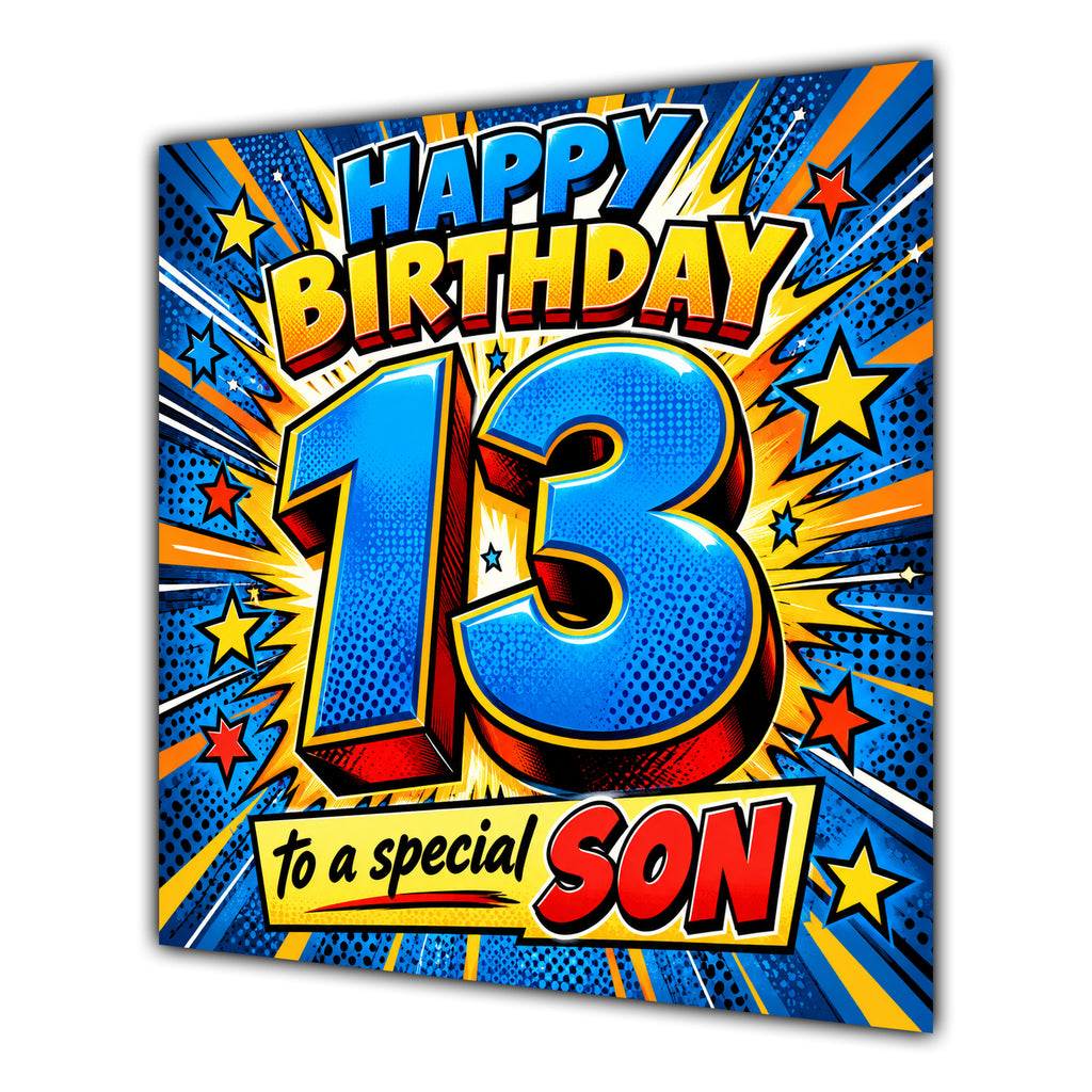 Son 13th Birthday Card Comic Pop Art Stars